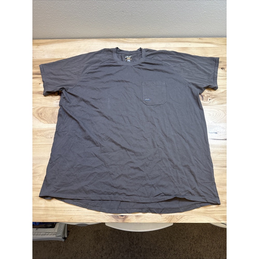 Ariat Rebar Men's Logo Pocket Crew Neck Short Sleeve T-Shirt Brown 4XL